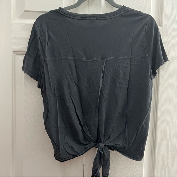 Aerie Tie Back Charcoal Gray Short Sleeve T Shirt Sz Large - Picture 2 of 7